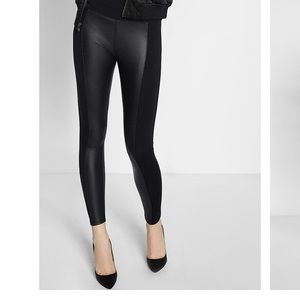 High Waisted Faux Leather Panel Leggings